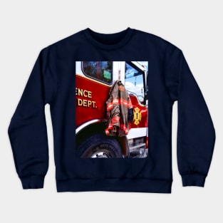 Firemen - Fireman's Jacket On Fire Truck Crewneck Sweatshirt